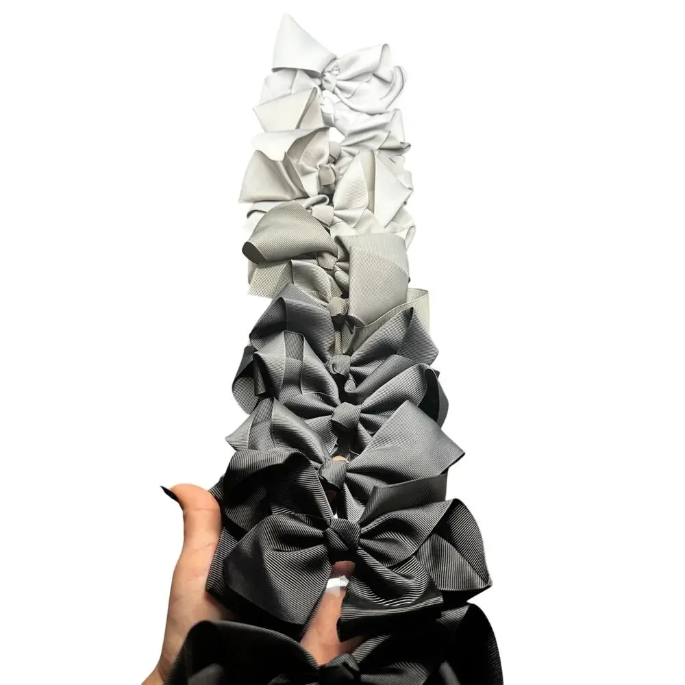 NWT Set Of 12 Claw Hair Bows Silver, Gray, Black Colors. Roughly 5ish inch each